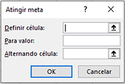 Janela do Recurso Atingir Meta do Microsot Excel