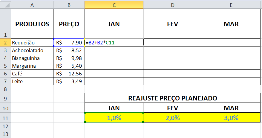 o que é referência absoluta no excel - EXEMPLO