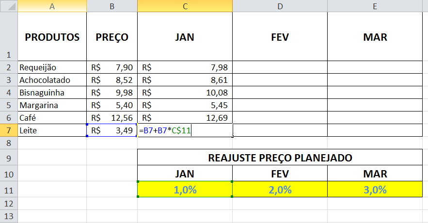 o que é referência absoluta no excel - EXEMPLO 2