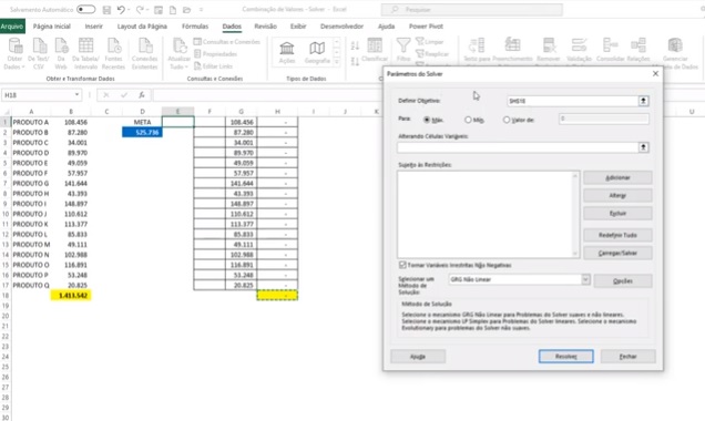 Configurando o Solver