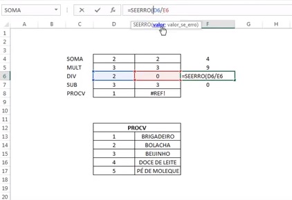 Função SEERRO Divisão