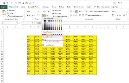 Utilizando as Cores RGB personalizadas nas Cores Recentes