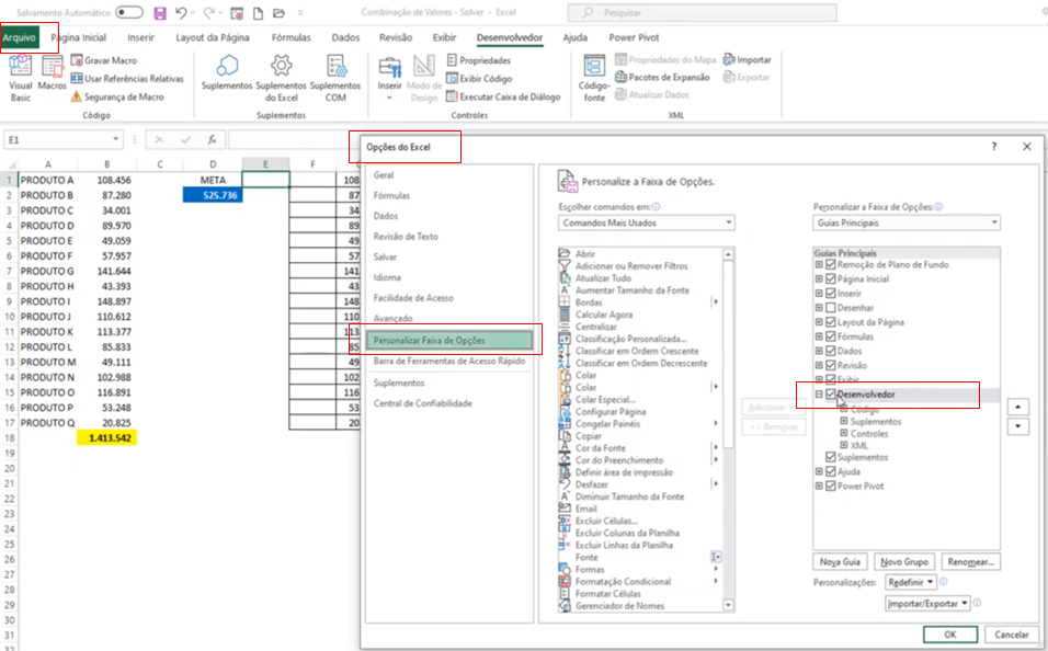 Ativando a Guia Desenvolvedor no Microsoft Excel