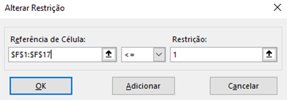 Restrição 2 do Solver