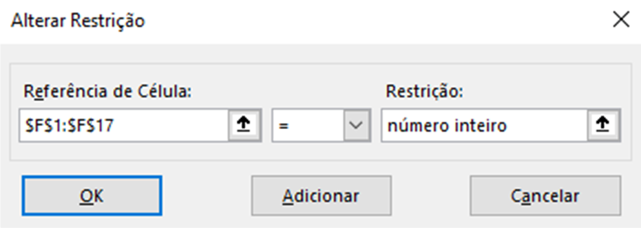 Restrição 3 do Solver